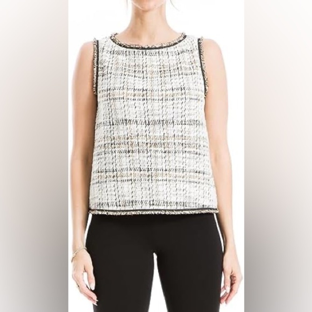 Max Studio Black and White Textured Blouse